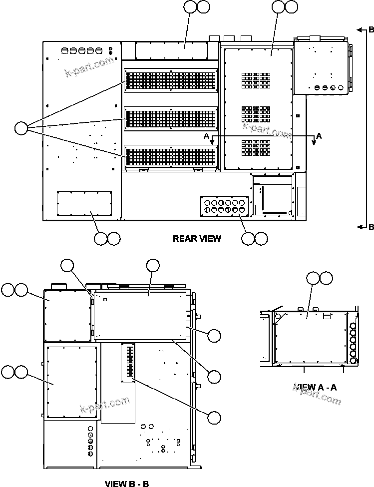 Komatsu parts book diagram for AFE57-X 830E-AC S/N A30101     HIBBING TACONITE: CONTROL CABINET - DOORS & COVERS - 1 (GE1767)