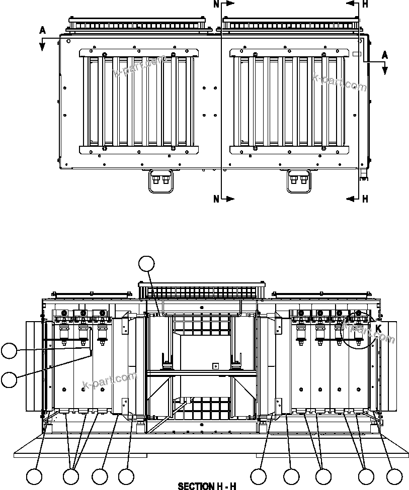 Komatsu parts book diagram for AFE57-X 830E-AC S/N A30101     HIBBING TACONITE: RETARDING GRID ASSEMBLY (PC1645)