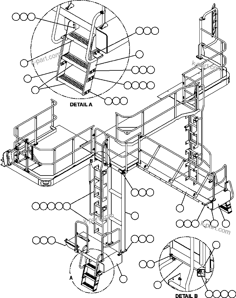 Komatsu parts book diagram for AFE59-A 930E-4 S/N A30465 - A30466    CODELCO GABY: LADDERS, STEPS & PLATFORMS