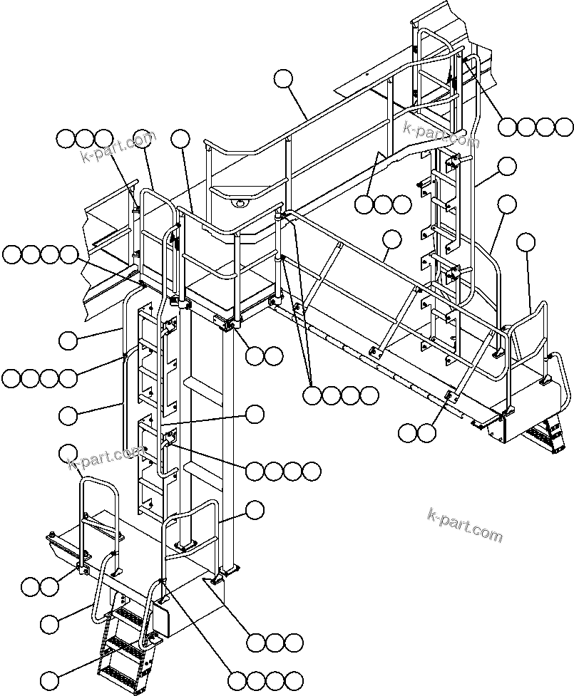 Komatsu parts book diagram for AFE59-A 930E-4 S/N A30465 - A30466    CODELCO GABY: HANDRAILS - LADDERS, STEPS & PLATFORMS