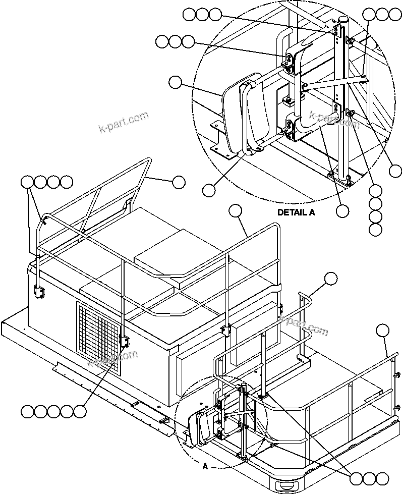 Komatsu parts book diagram for AFE59-A 930E-4 S/N A30465 - A30466    CODELCO GABY: HANDRAILS & MIRROR - R.H. DECK