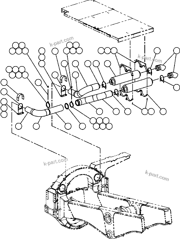 Komatsu parts book diagram for AFE59-A 930E-4 S/N A30465 - A30466    CODELCO GABY: EXHAUST PIPING - 1