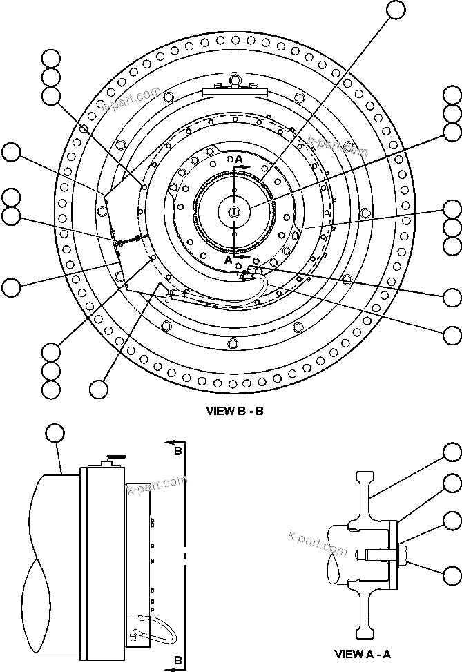 Komatsu parts book diagram for AFE59-A 930E-4 S/N A30465 - A30466    CODELCO GABY: PARKING BRAKE MOUNTING & COOLING AIR ADAPTER
