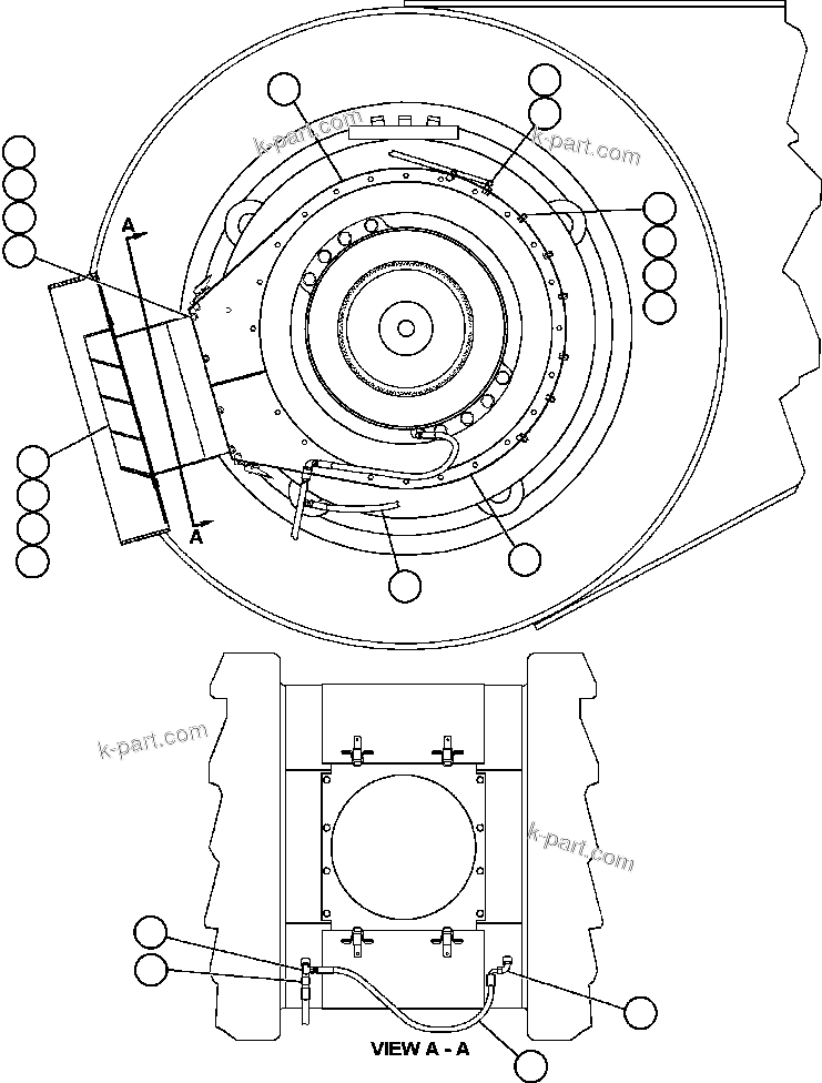 Komatsu parts book diagram for AFE59-A 930E-4 S/N A30465 - A30466    CODELCO GABY: REAR WHEEL COOLING (EXHAUST)