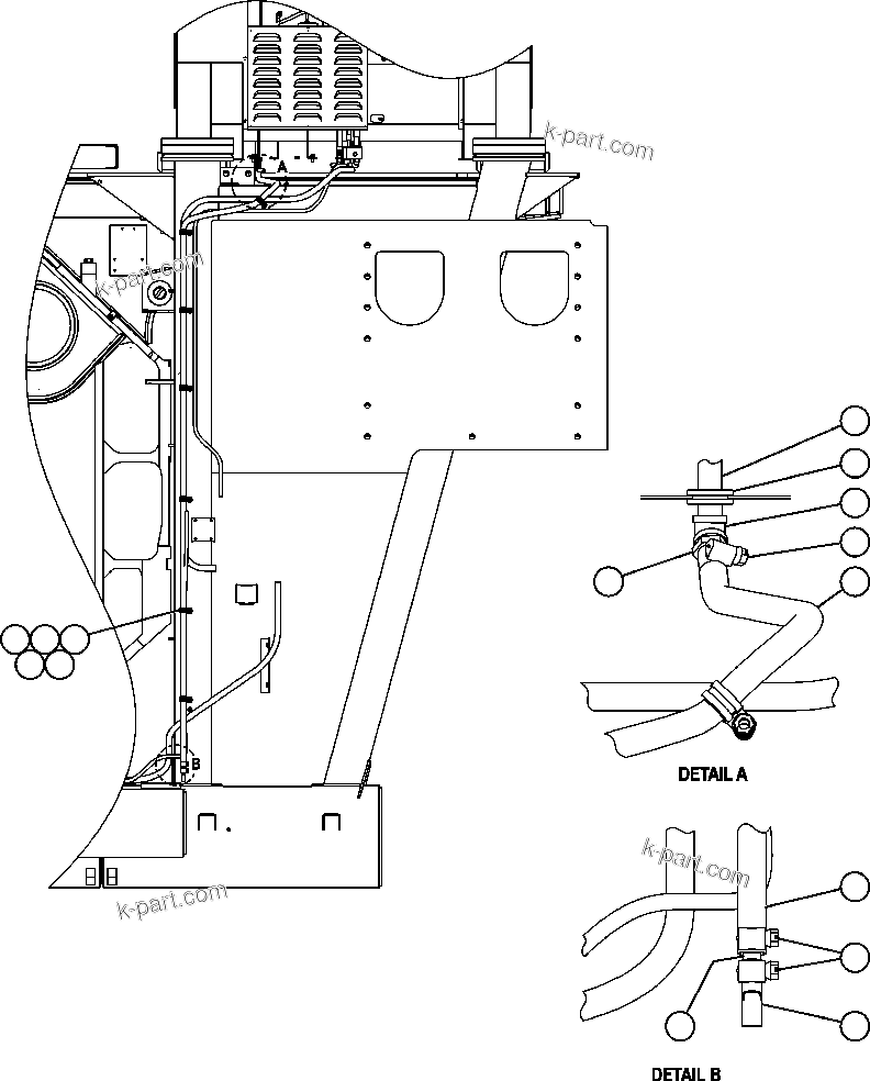 Komatsu parts book diagram for AFE59-A 930E-4 S/N A30465 - A30466    CODELCO GABY: HEATER/AC DRAIN HOSE INSTALLATION