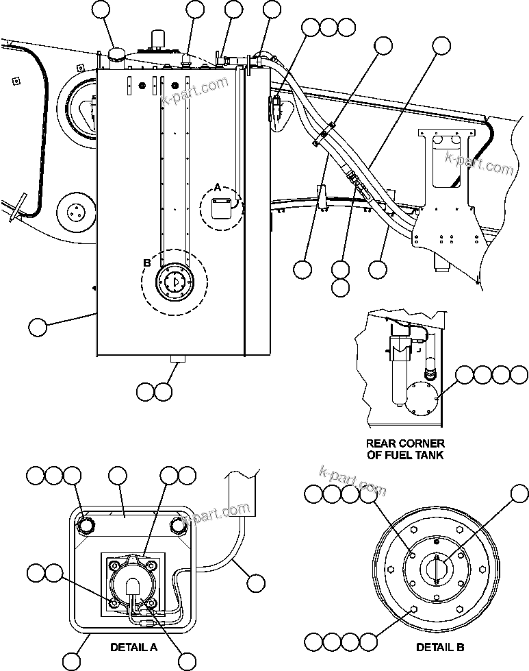 Komatsu parts book diagram for AFE59-A 930E-4 S/N A30465 - A30466    CODELCO GABY: FUEL TANK INSTALLATION & PIPING