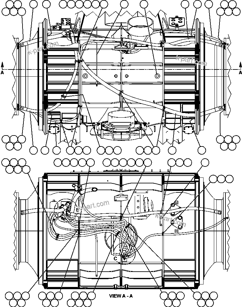 Komatsu parts book diagram for AFE59-A 930E-4 S/N A30465 - A30466    CODELCO GABY: REAR AXLE HYDRAULIC PIPING