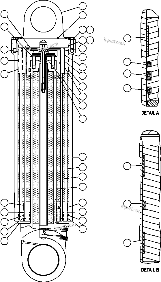 Komatsu parts book diagram for AFE59-A 930E-4 S/N A30465 - A30466    CODELCO GABY: HOIST CYLINDER ASSEMBLY (EL4829)
