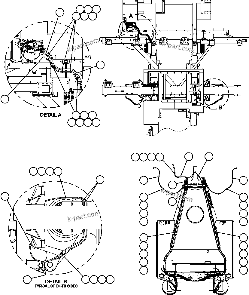 Komatsu parts book diagram for AFE59-A 930E-4 S/N A30465 - A30466    CODELCO GABY: AUTO LUBE SYSTEM HOSE ROUTING - 1