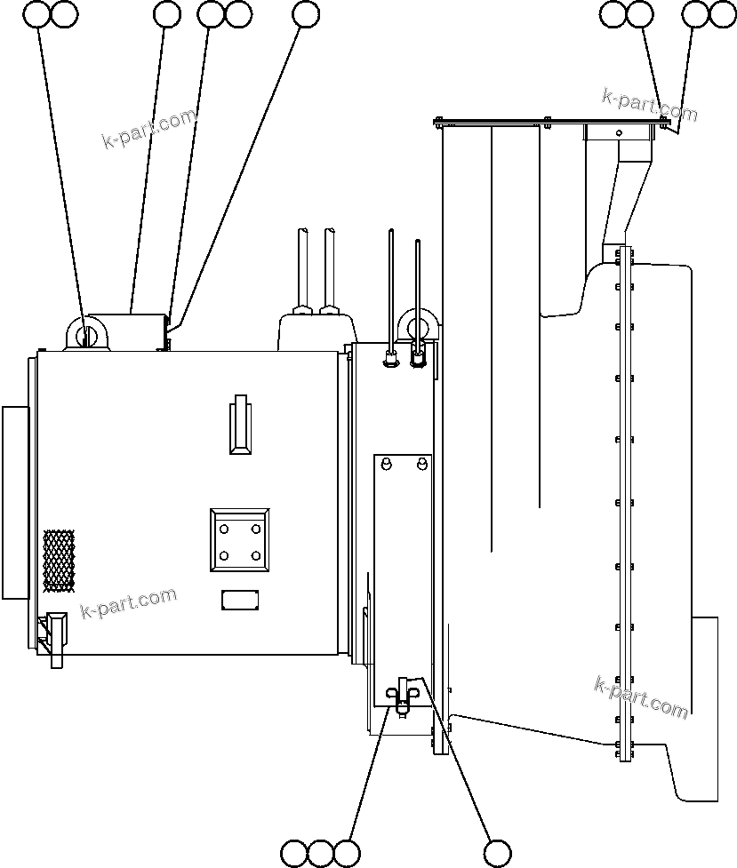 Komatsu parts book diagram for AFE59-A 930E-4 S/N A30465 - A30466    CODELCO GABY: ALTERNATOR/BLOWER ASSEMBLY (PC2005)