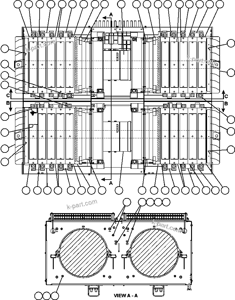 Komatsu parts book diagram for AFE59-A 930E-4 S/N A30465 - A30466    CODELCO GABY: RETARDING GRID ASSEMBLY (PC2142)