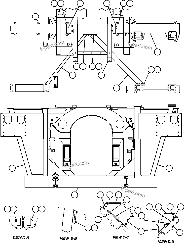 Komatsu parts book diagram for AFE59-BJ 930E-4 S/N A30694, A30695, A30698, A30709 & A30723    DOWNER EDI MINING: FRAME & UPRIGHTS