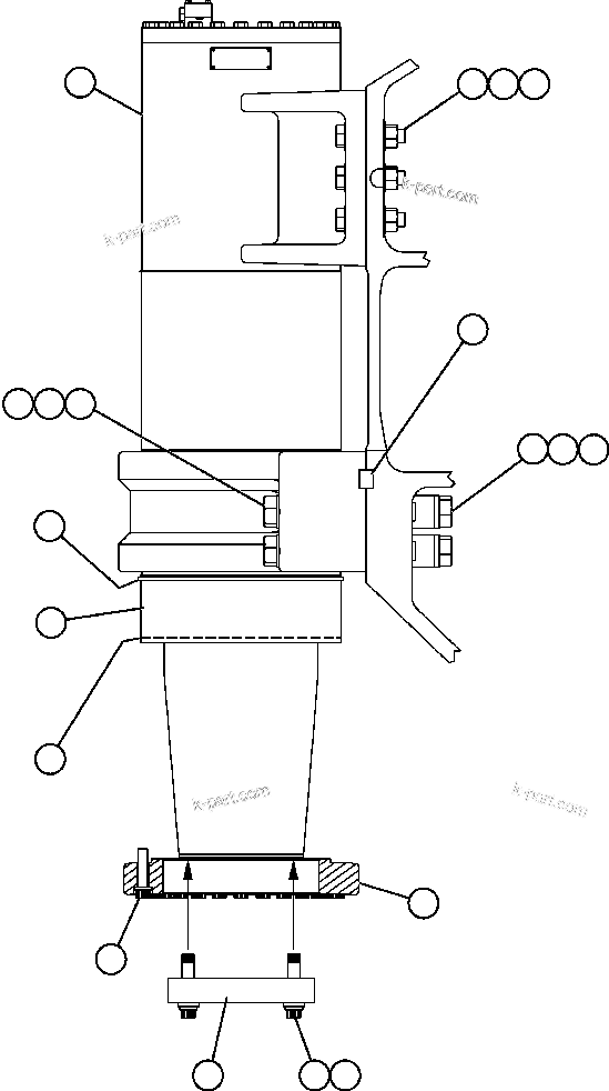 Komatsu parts book diagram for AFE59-BJ 930E-4 S/N A30694, A30695, A30698, A30709 & A30723    DOWNER EDI MINING: FRONT SUSPENSION & MOUNTING