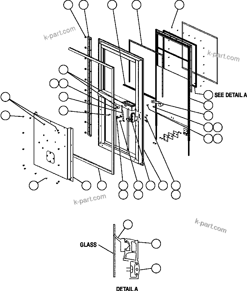 Komatsu parts book diagram for AFE59-BJ 930E-4 S/N A30694, A30695, A30698, A30709 & A30723    DOWNER EDI MINING: DOOR - L.H. (EM0048)