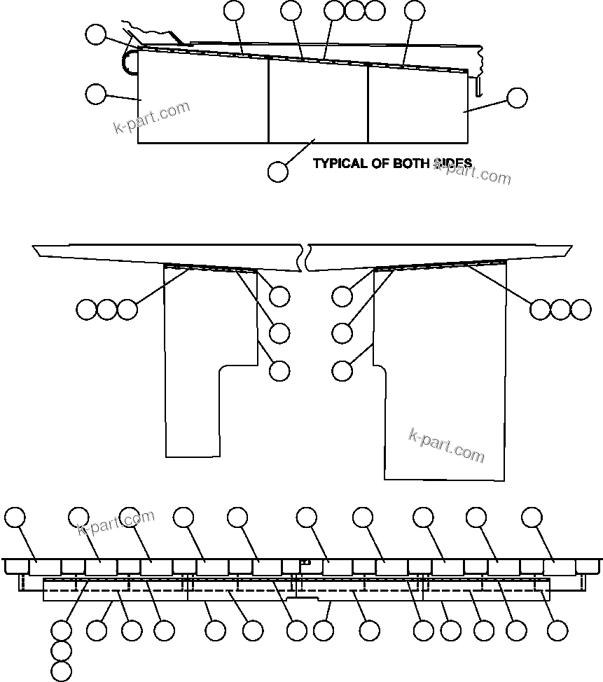 Komatsu parts book diagram for AFE59-BJ 930E-4 S/N A30694, A30695, A30698, A30709 & A30723    DOWNER EDI MINING: BODY TO DECK & BODY MUD FLAP INSTL