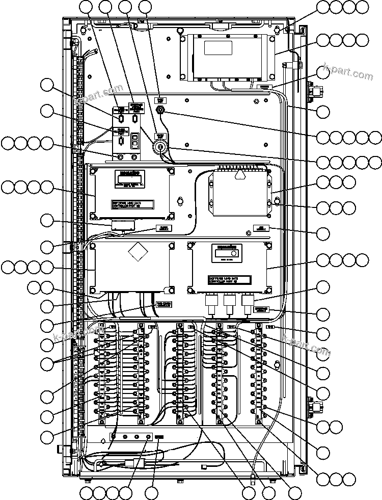 Komatsu parts book diagram for AFE59-BJ 930E-4 S/N A30694, A30695, A30698, A30709 & A30723    DOWNER EDI MINING: AUXILIARY CONTROL CABINET COMPONENTS - RIGHT WALL