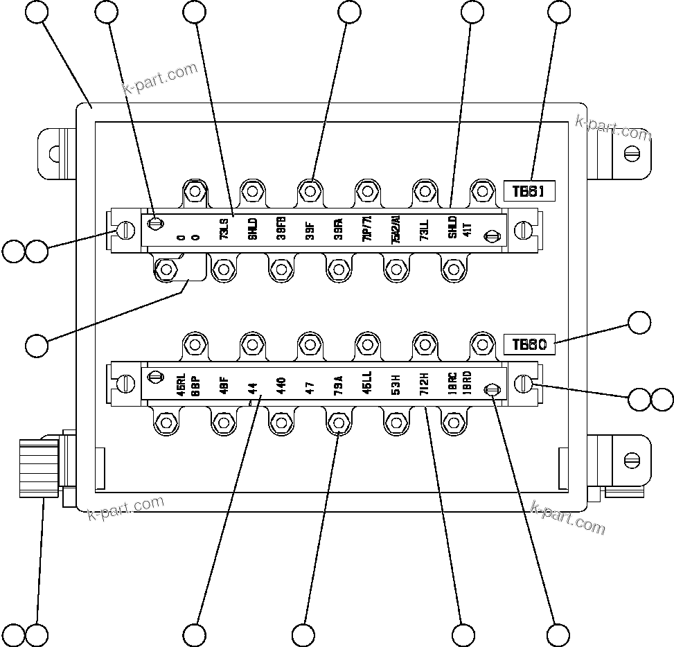 Komatsu parts book diagram for AFE59-BJ 930E-4 S/N A30694, A30695, A30698, A30709 & A30723    DOWNER EDI MINING: JUNCTION BOX ASSEMBLY - REAR (EK1413)