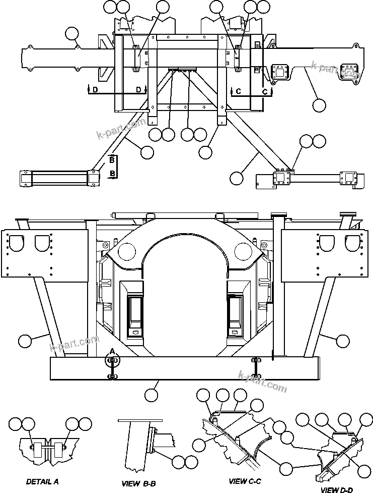 Komatsu parts book diagram for AFE59-BM 930E-4 S/N A30712 - A30714      CODELCO: FRAME & UPRIGHTS