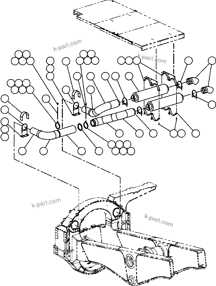 Komatsu parts book diagram for AFE59-BM 930E-4 S/N A30712 - A30714      CODELCO: EXHAUST PIPING ( 2/2)