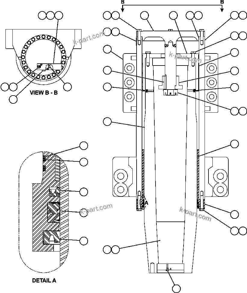 Komatsu parts book diagram for AFE59-BM 930E-4 S/N A30712 - A30714      CODELCO: FRONT SUSPENSION ASSM (EM7471)