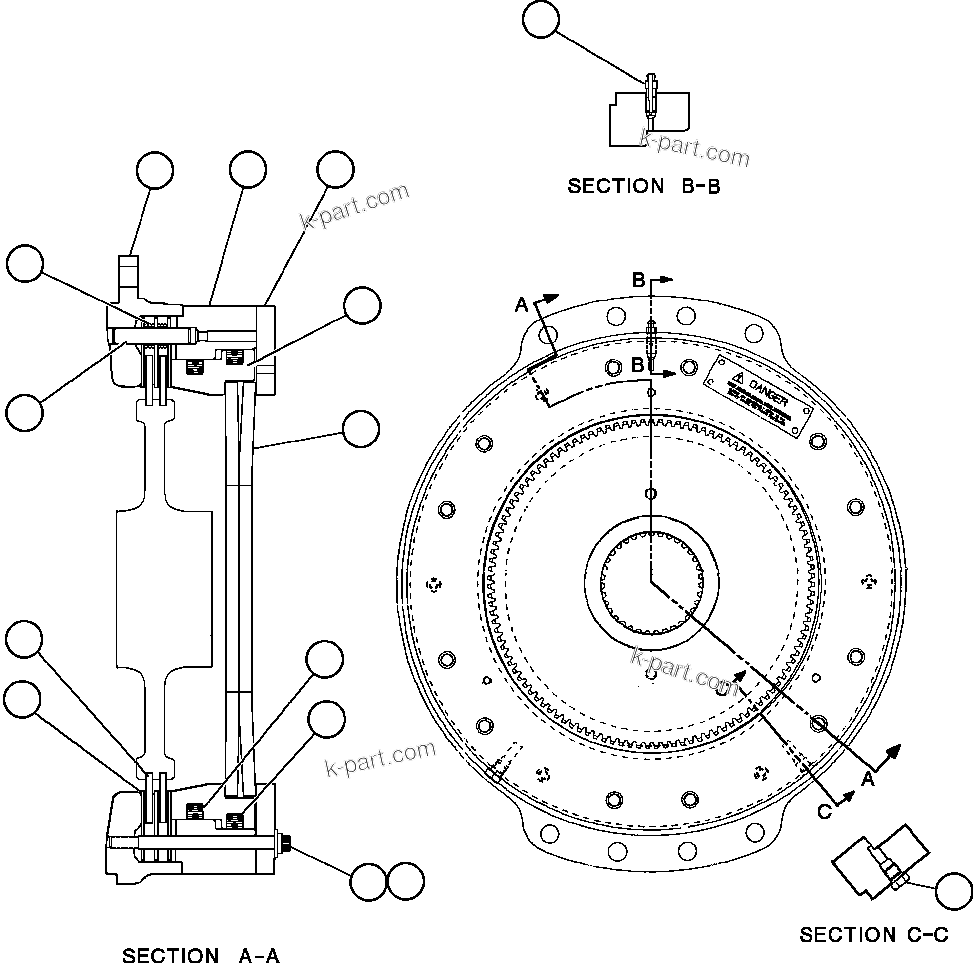 Komatsu parts book diagram for AFE59-BM 930E-4 S/N A30712 - A30714      CODELCO: PARKING BRAKE ASSEMBLY (EF6160)