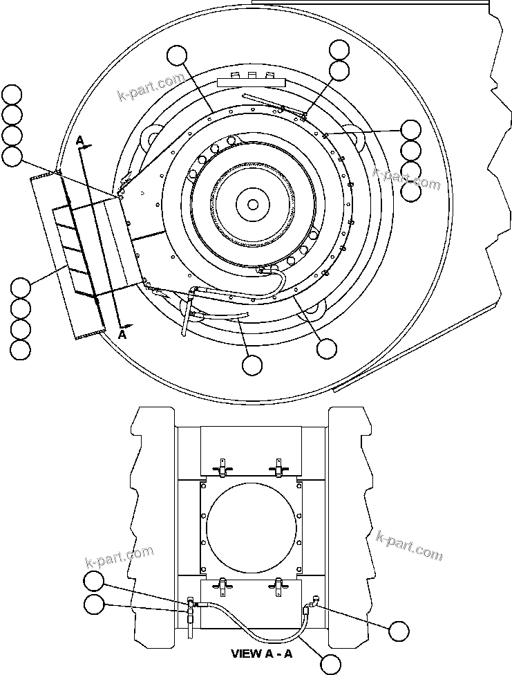Komatsu parts book diagram for AFE59-BM 930E-4 S/N A30712 - A30714      CODELCO: REAR WHEEL COOLING (EXHAUST)