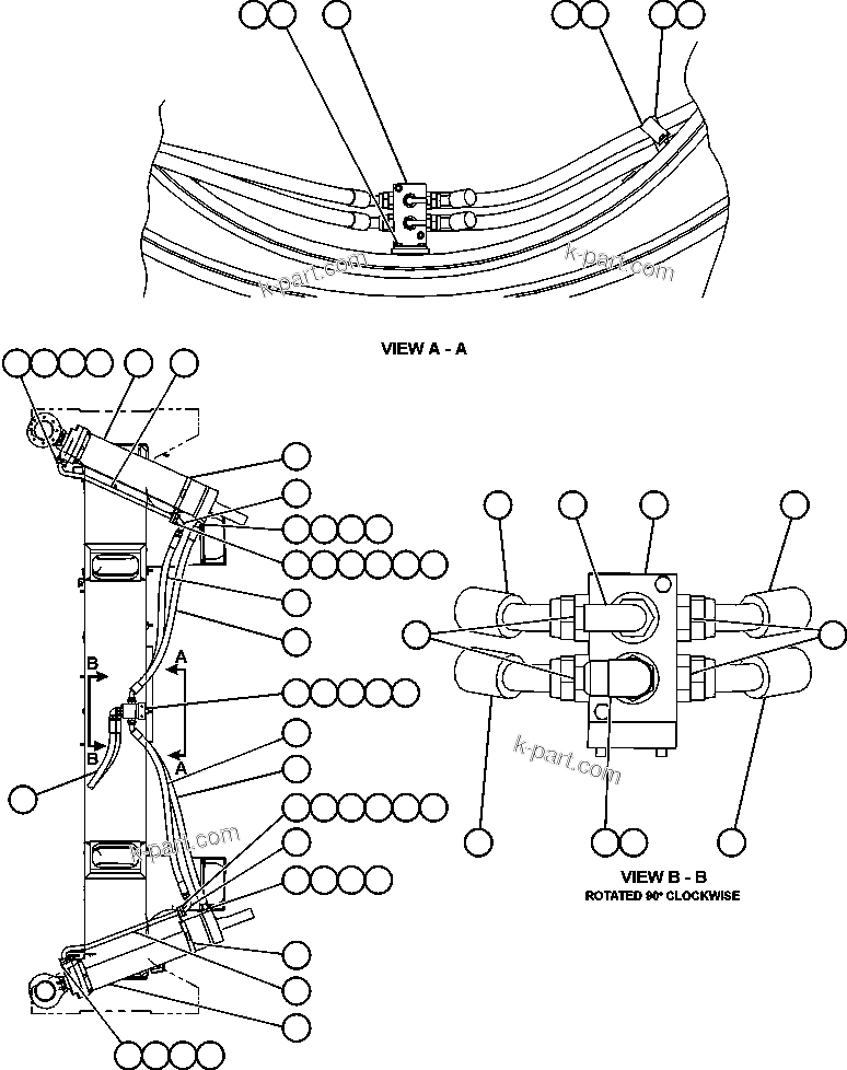 Komatsu parts book diagram for AFE59-BM 930E-4 S/N A30712 - A30714      CODELCO: STEERING CYLINDER PIPING