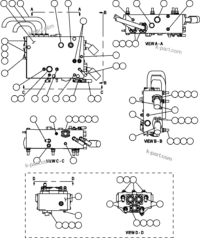 Komatsu parts book diagram for AFE59-BM 930E-4 S/N A30712 - A30714      CODELCO: STEERING SYSTEM PIPING ( 2/3)