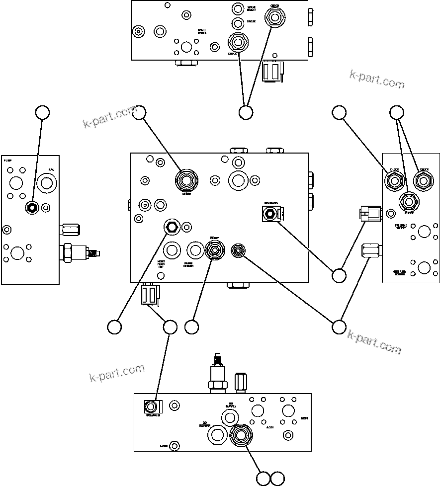 Komatsu parts book diagram for AFE59-BM 930E-4 S/N A30712 - A30714      CODELCO: BLEED DOWN MANIFOLD VALVE ASSEMBLY (PC1493)