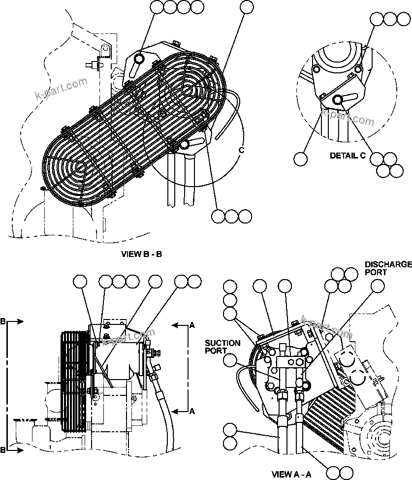Komatsu parts book diagram for AFE59-BM 930E-4 S/N A30712 - A30714      CODELCO: AIR CONDITIONER COMPRESSOR INSTALLATION