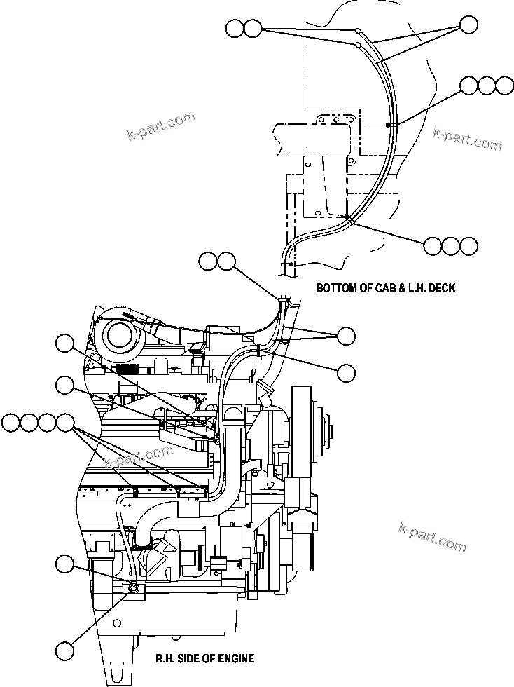 Komatsu parts book diagram for AFE59-BM 930E-4 S/N A30712 - A30714      CODELCO: HEATER HOSE INSTALLATION