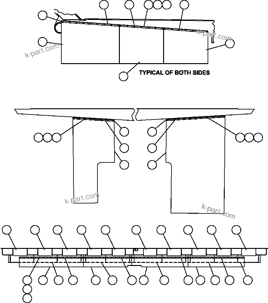Komatsu parts book diagram for AFE59-BM 930E-4 S/N A30712 - A30714      CODELCO: BODY TO DECK & BODY MUD FLAP INSTL