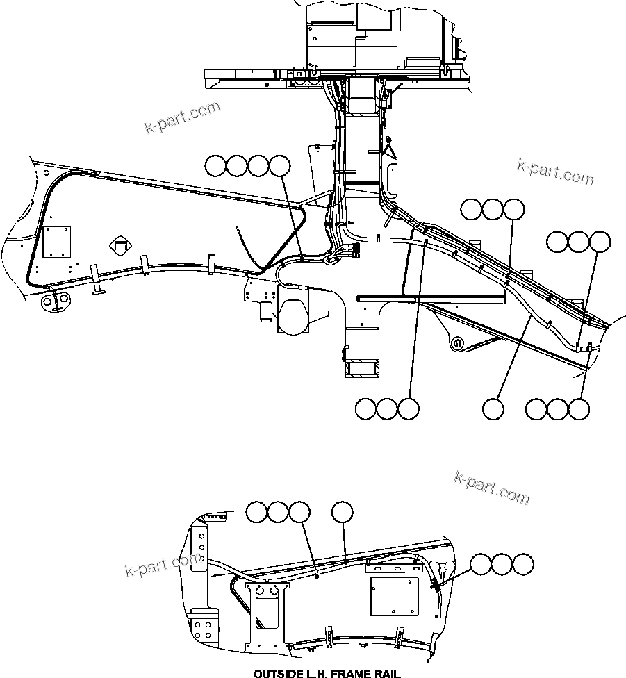 Komatsu parts book diagram for AFE59-BM 930E-4 S/N A30712 - A30714      CODELCO: POWER CABLE ROUTING (L.H. FRAME RAIL)