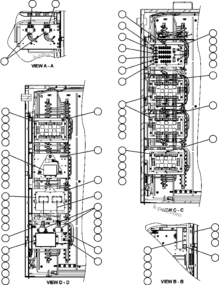 Komatsu parts book diagram for AFE59-BM 930E-4 S/N A30712 - A30714      CODELCO: AUXILIARY CONTROL CABINET COMPONENTS - LH WALL 2/2