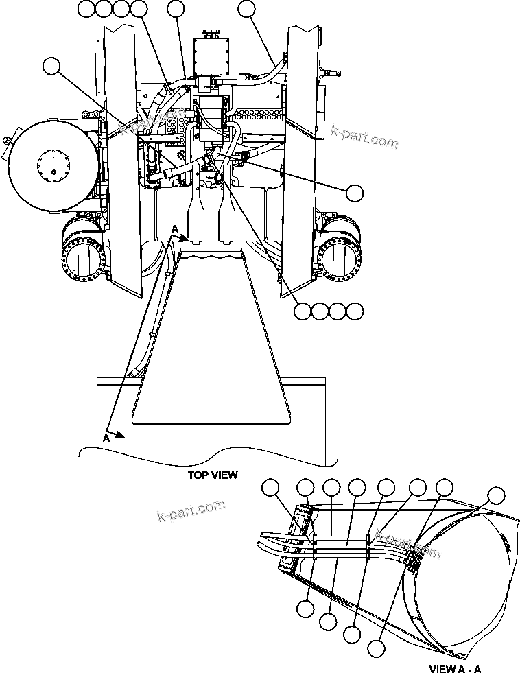 Komatsu parts book diagram for AFE59-BM 930E-4 S/N A30712 - A30714      CODELCO: BRAKE COOLING PIPING - FRONT