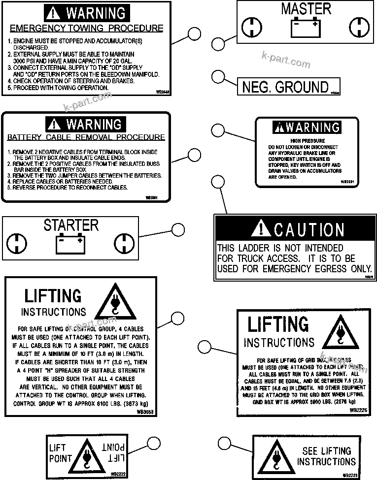Komatsu parts book diagram for AFE59-BR 930E-4 S/N A30742     FORDING: DECALS & WARNINGS  3/3
