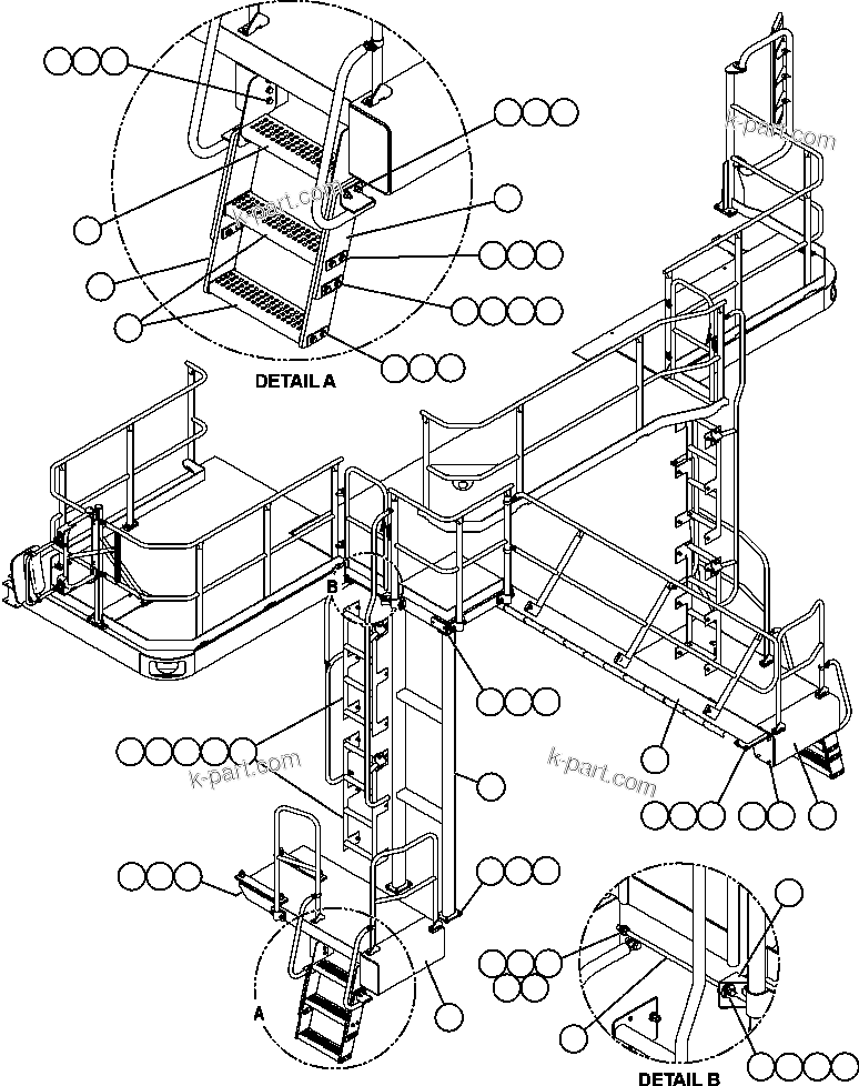 Komatsu parts book diagram for AFE59-BR 930E-4 S/N A30742     FORDING: LADDERS, STEPS & PLATFORMS