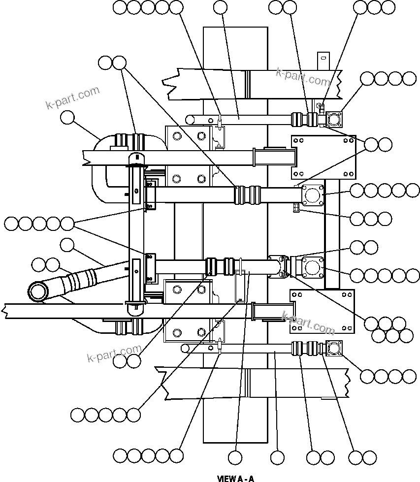Komatsu parts book diagram for AFE59-BR 930E-4 S/N A30742     FORDING: RADIATOR PIPING ( 2/2)