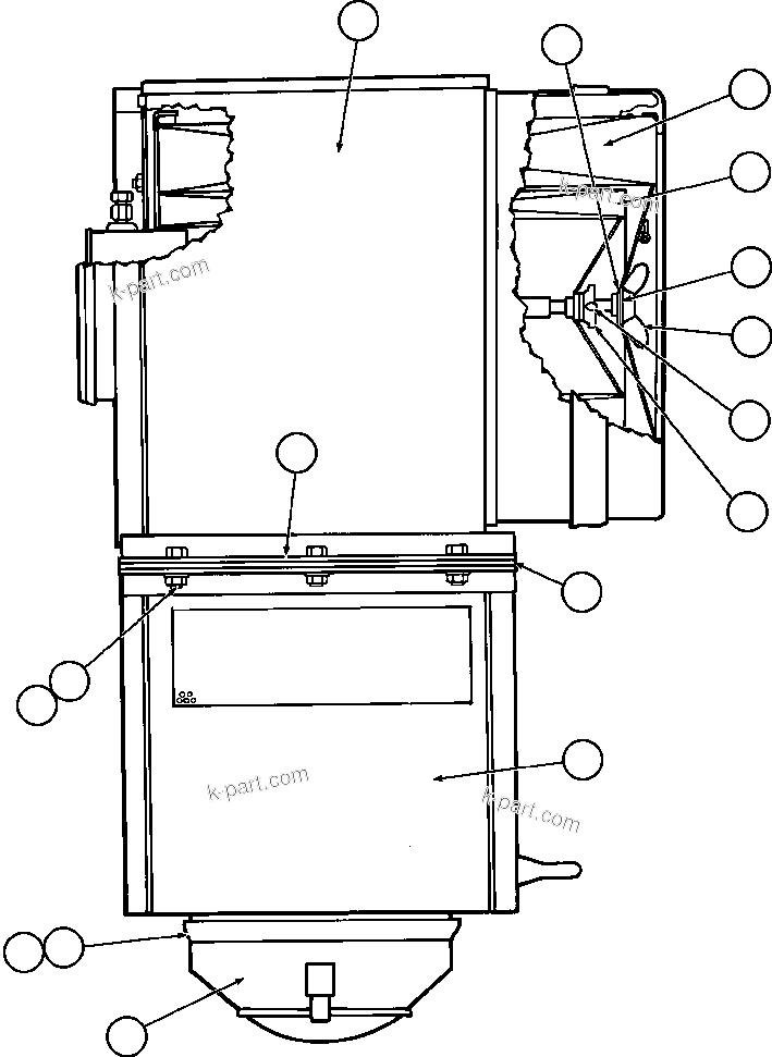 Komatsu parts book diagram for AFE59-BR 930E-4 S/N A30742     FORDING: AIR CLEANER ASSEMBLY (PB6850)