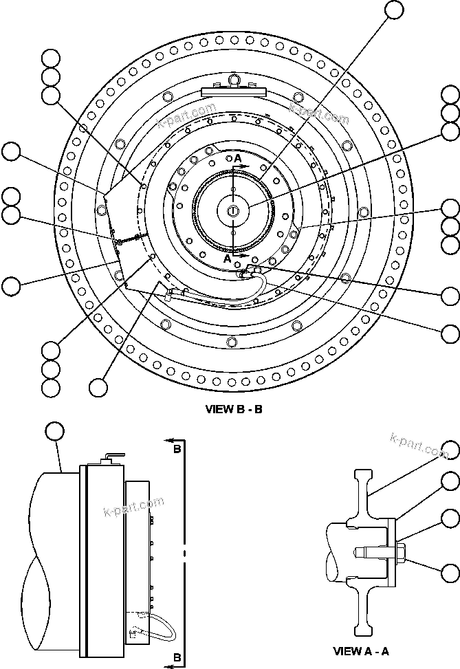 Komatsu parts book diagram for AFE59-BR 930E-4 S/N A30742     FORDING: PARKING BRAKE MOUNTING & COOLING AIR ADAPTER