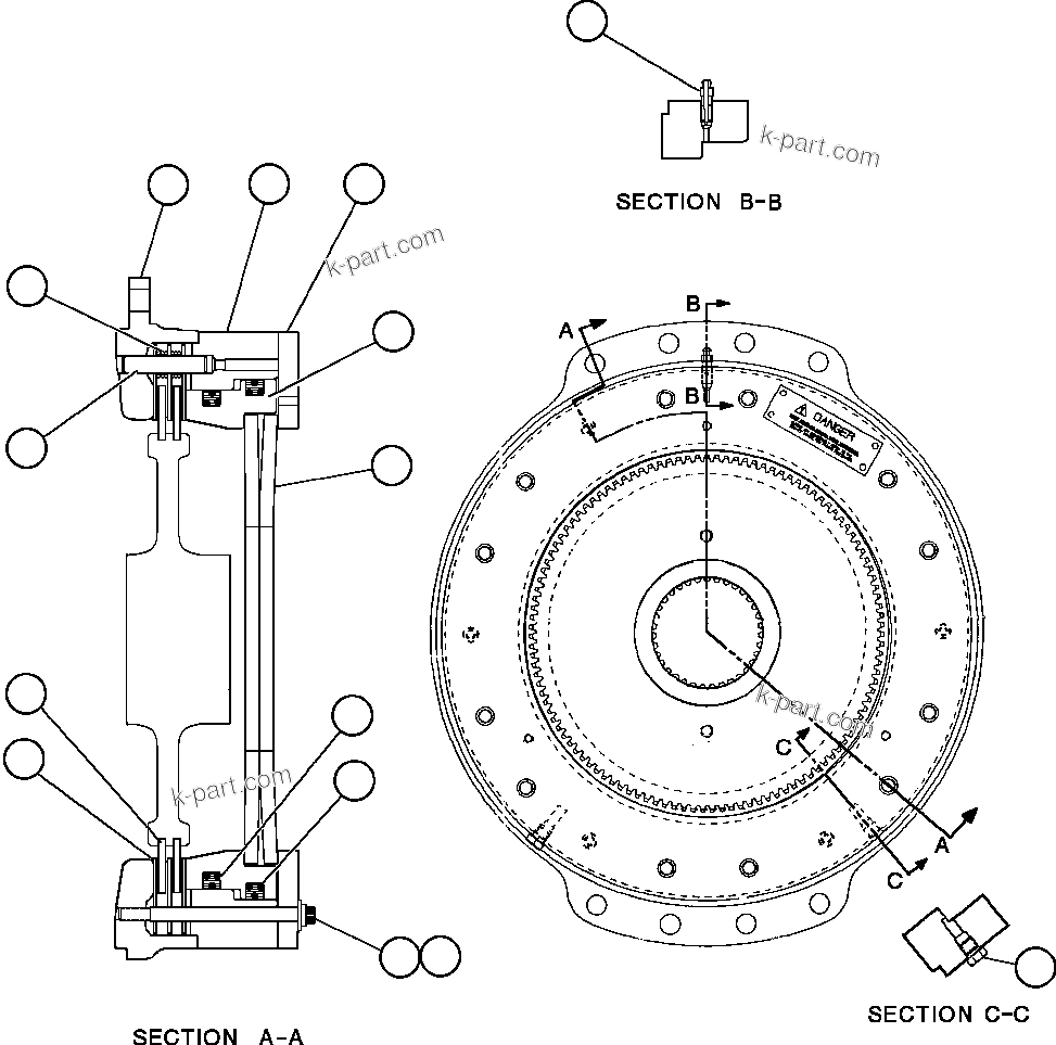 Komatsu parts book diagram for AFE59-BR 930E-4 S/N A30742     FORDING: PARKING BRAKE ASSEMBLY (EF6160)