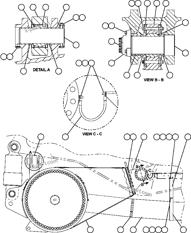 Komatsu parts book diagram for AFE59-BR 930E-4 S/N A30742     FORDING: DRIVE AXLE & MOUNTING