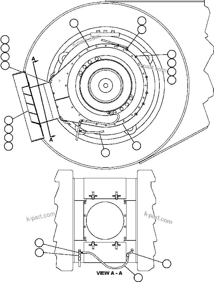 Komatsu parts book diagram for AFE59-BR 930E-4 S/N A30742     FORDING: REAR WHEEL COOLING (EXHAUST)