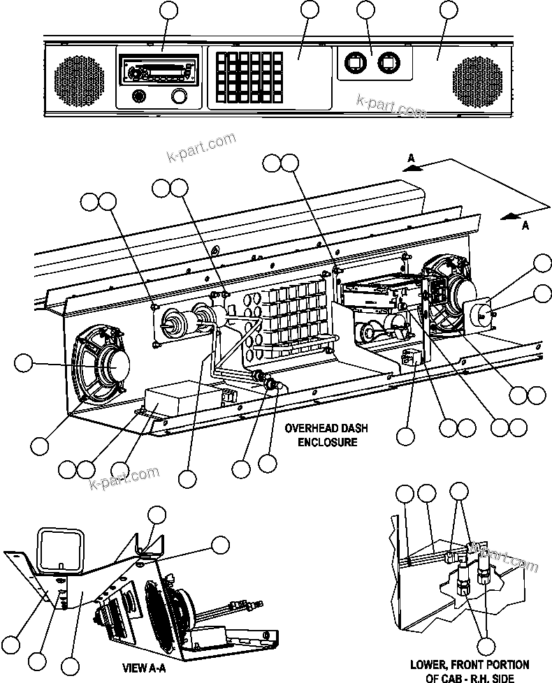 Komatsu parts book diagram for AFE59-BR 930E-4 S/N A30742     FORDING: OVERHEAD DASH MODULE