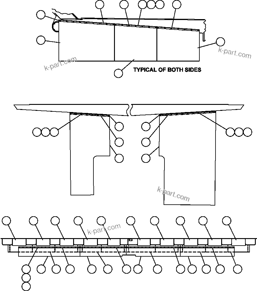 Komatsu parts book diagram for AFE59-BR 930E-4 S/N A30742     FORDING: BODY TO DECK & BODY MUD FLAP INSTL