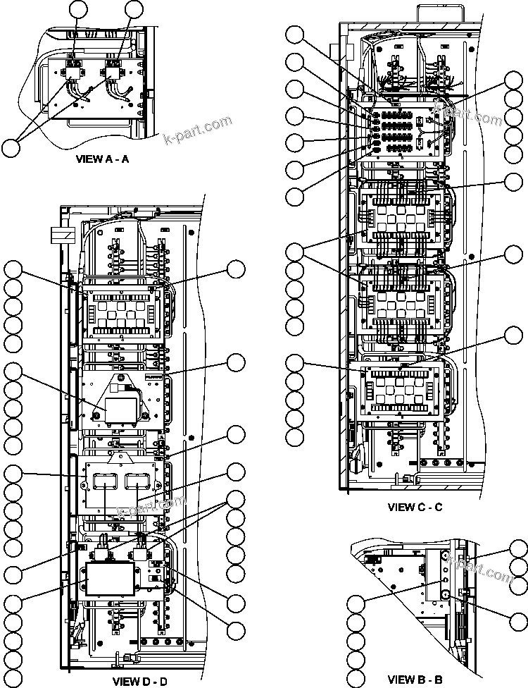 Komatsu parts book diagram for AFE59-BR 930E-4 S/N A30742     FORDING: AUXILIARY CONTROL CABINET COMPONENTS - LH WALL 2/2