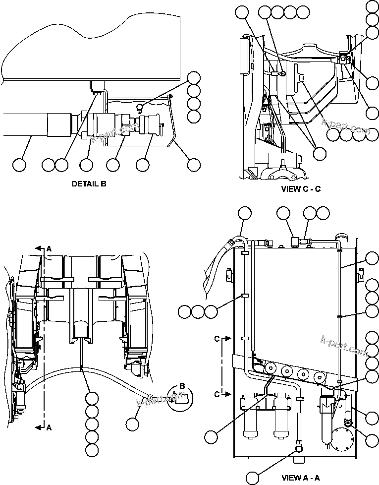Komatsu parts book diagram for AFE59-BR 930E-4 S/N A30742     FORDING: FUEL TANK INSTALLATION & PIPING  2/2