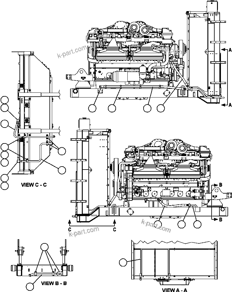 Komatsu parts book diagram for AFE59-BR 930E-4 S/N A30742     FORDING: FUEL COOLER & PIPING