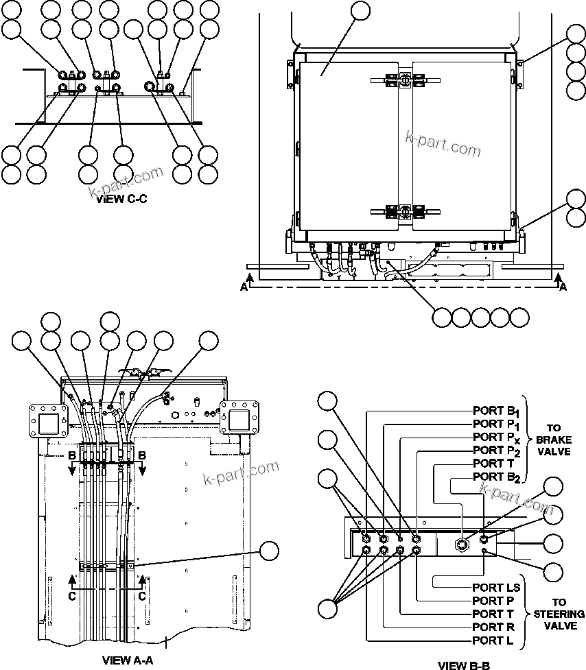 Komatsu parts book diagram for AFE59-BR 930E-4 S/N A30742     FORDING: BRAKE CABINET/CAB PIPING