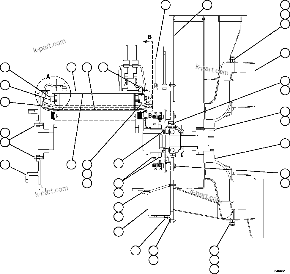 Komatsu parts book diagram for AFE59-BR 930E-4 S/N A30742     FORDING: ALTERNATOR - ENGINE MOUNT ( 1/2)